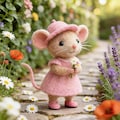 Handmade Wool Felt Mouse Ornament,Cute Felted Mouse Figurine,Christmas & Thanksgiving Holiday Gift, Cozy Home Decor