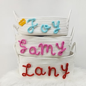 Babyparty-Geschenkkorb, personalisierter Korb, Baby-Korb, mit Monogramm Geschenk, Seilkörbe, Kinderzimmer-Aufbewahrung, Baby-Geschenk