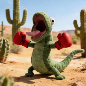 Tom el Lagarto de Fieltro de Aguja hecho a mano - Regalo para fans de King George Hoppers - Figura de animal de lana Kawaii - Mascota miniatura coleccionable de 10 cm