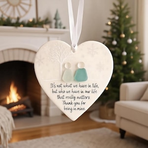 Herz-Seeglas-Freundschafts-Verzierung, zeitlose Freundschaft Keramik-Herz-Andenken, Weihnachtsbaum-hängendes Geschenk, bester Freund Seeglas-Dekor