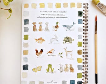 Cadernos de aquarela, Cadernos de aquarela para iniciantes, Conjunto de tinta aquarela de 12 cores com pincel, Suprimentos para pintura de artesanato