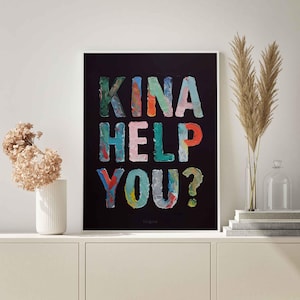 Kina Help You - Printable Bilingual Māori Poster - Playful Modern Design - Māori Home Decor Wall Art - A1 A2 A3 A4
