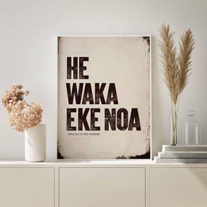 He Waka Eke Noa - Printable Māori Poster - Playful Modern Design - Māori Home Decor Wall Art - A1 A2 A3 A4