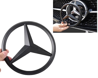 Emblema de estrella negra para parrilla delantera de Mercedes Clase C, E, GLA, GLK, CLA, Cls W205, negro mate brillante