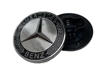 thumbnail image 2 of 57mm Black AMG Hood Emblem – Fits Mercedes C, E, CLK, S Class – Front Decorative Badge 2 of 6