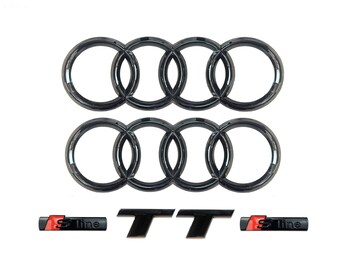 Badge Coffre Audi TT NIBOTT - Lettres 3D ABS Chrome Noir, 112x15mm - Autocollant De Remplacement Ou Décoration