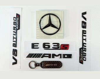 Automatch Gloss Black E63S AMG Biturbo 4MATIC+ Emblem – Rear Trunk Star Badge For W213 E63