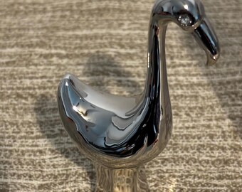 VTG Eleganter Schwan-Ringhalter mit Silber-Finish, ein Muss für Tierliebhaber