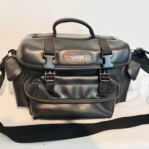 Vintage Ambico Black Soft Leather Bag for Camera/Accessories