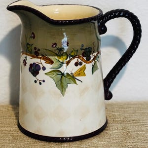 Vintage, 1990s, Tracy Porter, The Claret (Grape) Collection, Dream Delicious! Large Pitcher, Ceramic, Collectible - item 581