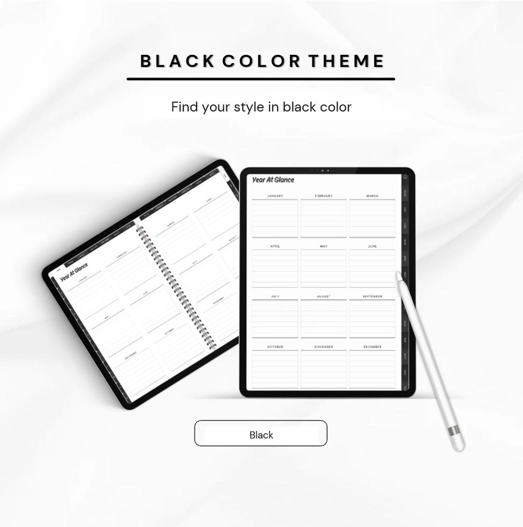 2025 Black Digital Planner Goodnotes, Ipad, Notability & More ...
