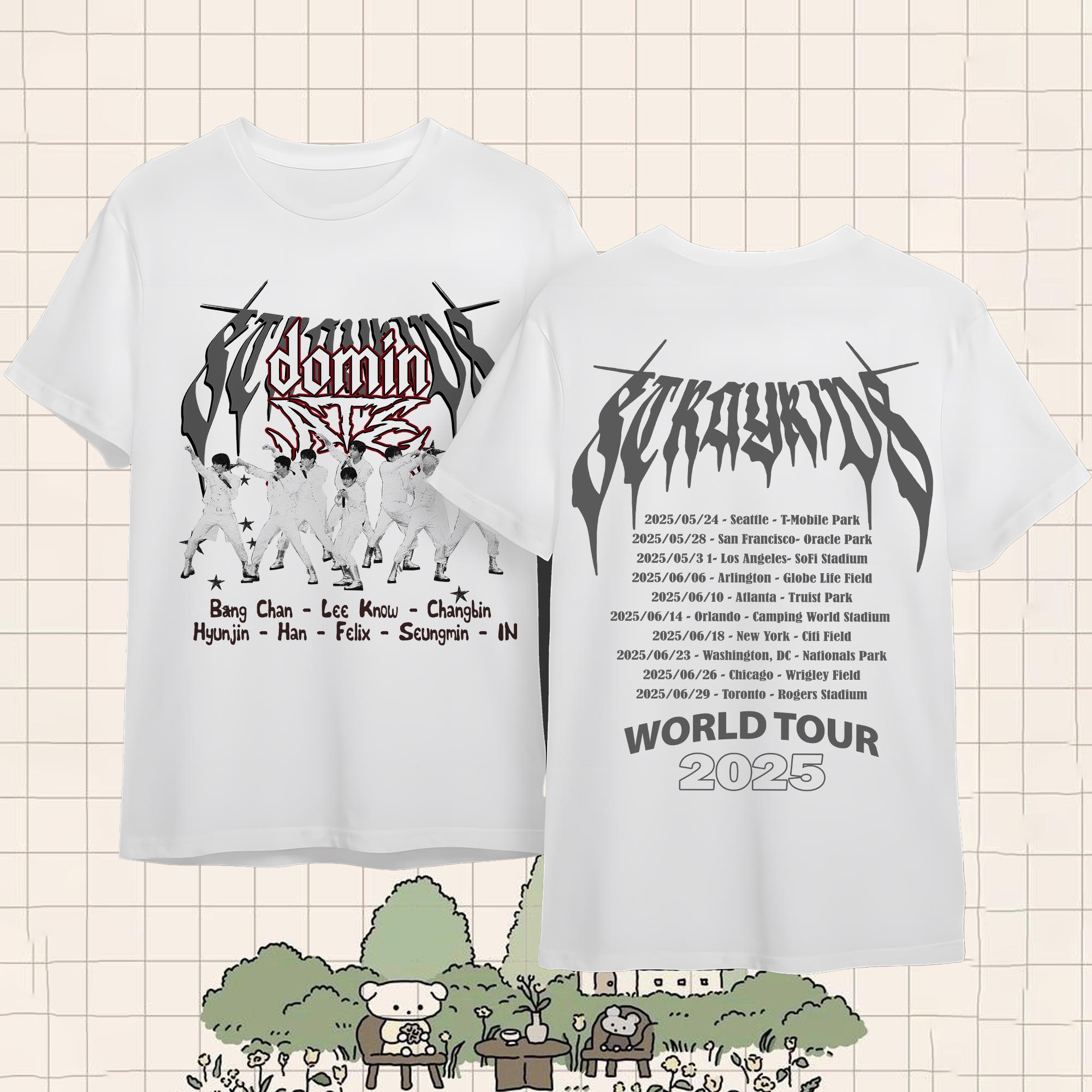 スキズ 北米限定 dominATE Tシャツ Mサイズ StrayKids dominATE 北米グッズ メンバープリントTシャツ M
