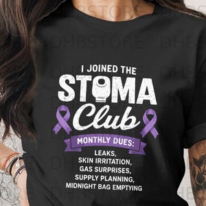Stoma Club Monthly Dues PNG, Ostomy T-Shirt Design, Funny Stoma Graphic, Purple Ribbon Digital Download PNG, Stoma Life Digital, Digital