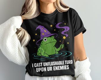 I Cast Unflushable Turd Upon Ur Enemies PNG, Funny Frog Wizard Shirt Design, Fantasy Meme Digital Download