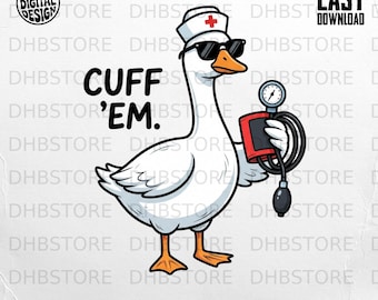 Funny Nurse Goose Png, Staff RN Digital Download, Medical Nurse Clipart, Cartoon Goose Sublimation Design, Healthcare Digital, Digital