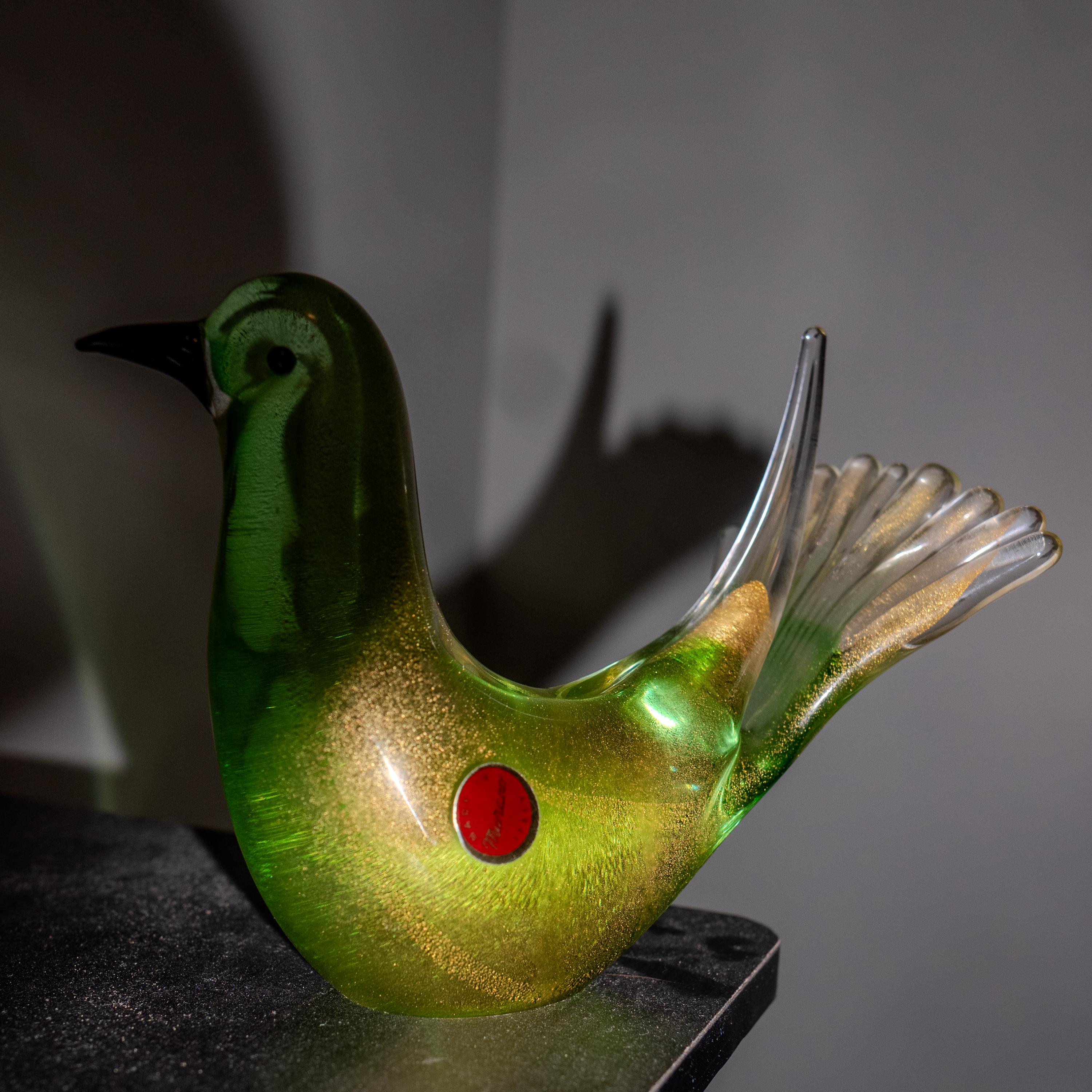 Stamped Vintage Mint Murano Italian Art Glass Dove Bird