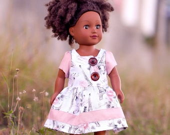 Lausanne Doll Dress PDF Sewing Pattern, including doll sizes 15" and 18", Doll Dress Pattern