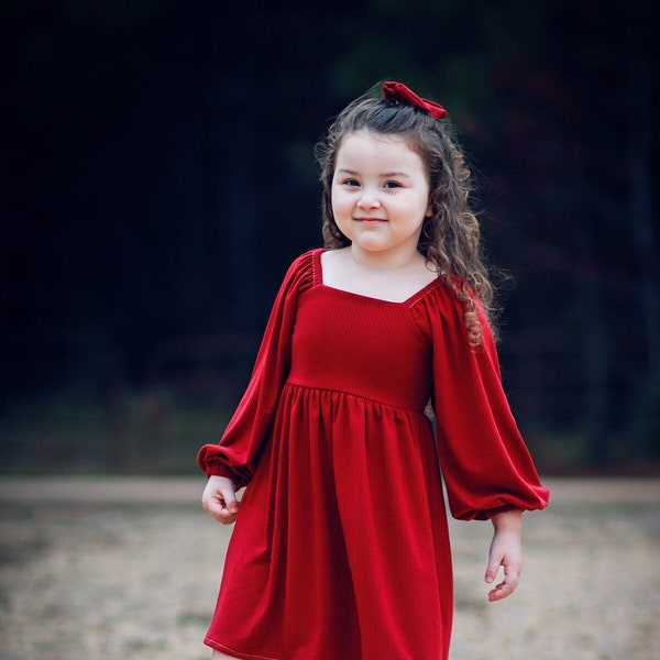 Dublin Dress and Top PDF Sewing Pattern, including sizes 12 months - 14 years, Girls Dress Pattern, Knit Dress Pattern, Puff Sleeve