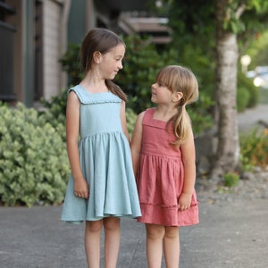 Sherbrooke Dress PDF Sewing Pattern, including sizes 12 months - 14 years, Girls Dress Pattern, Collar, Square Neckline Dress Pattern