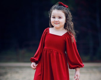 Dublin Dress and Top PDF Sewing Pattern, including sizes 12 months - 14 years, Girls Dress Pattern, Knit Dress Pattern, Puff Sleeve