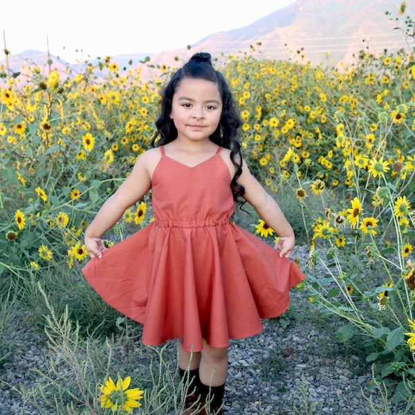 Patrón de costura en PDF del vestido Sorrento, incluye tallas de 12 meses a 14 años, patrón de vestido para niñas