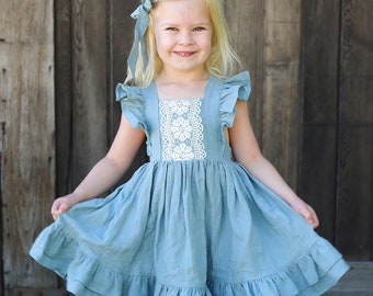 Bellevue Dress PDF Sewing Pattern, including sizes 12 months - 14 years, Girls Dress Pattern, Flutter Sleeves