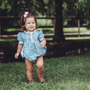 Mori Baby PDF Romper Sewing Pattern, including sizes Newborn through 4 years, Baby Romper Pattern, Puff Sleeve