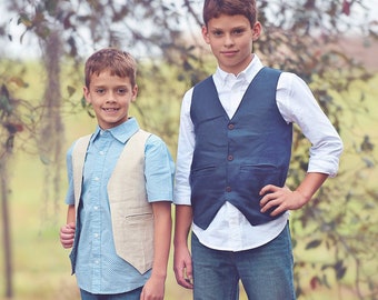 Benton Vest PDF Sewing Pattern, including sizes 12 months - 14 years, Reversible Vest Pattern, Boys Vest, Welt Pockets