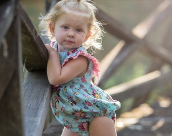 Patron de couture PDF pour barboteuse bébé Avonlea, y compris les tailles nouveau-né - 4 ans, modèle de barboteuse bébé