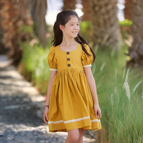 Bonn Kleid PDF Schnittmuster, einschließlich Grössen 12 Monate – 14 Jahre, Schnittmuster für Mädchenkleid, Ballon-Ärmel