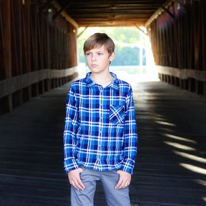 Bayfield Shirt PDF Sewing Pattern, including sizes 12 months - 14 years, Boys Shirt Pattern, Button Up Shirt