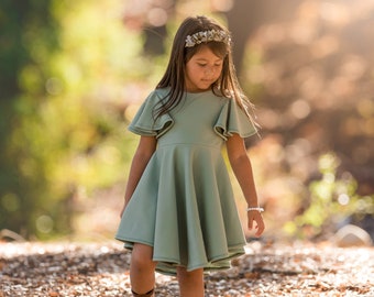 Tofino Dress PDF Sewing Pattern, including sizes 12 months - 14 years, Girls Dress Pattern, Knit Dress Pattern