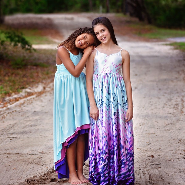 Augusta Dress and Maxi PDF Sewing Pattern, including sizes 12 months - 14 years, Girls Dress Pattern, Maxi Dress, High-Low Dress Pattern