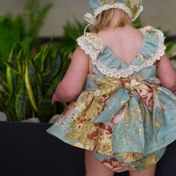 Haut et robe pour bébé Versailles, modèle de couture PDF, y compris les tailles nouveau-né à 4 ans, modèle de robe pour bébé, encolure à volants