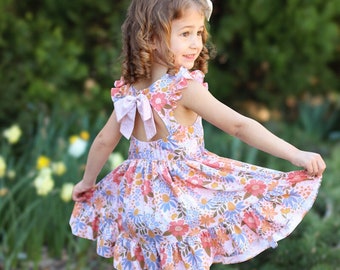 Rialto Dress PDF Sewing Pattern, including sizes 12 months - 14 years, Bow Back Dress, Puff Sleeve, Flutter Sleeve