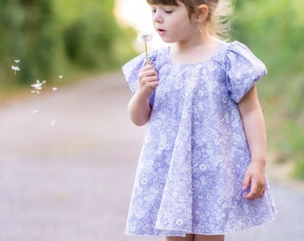 Abilene Dress and Top PDF Sewing Pattern, including sizes 12 months - 14 years, Girls Dress Pattern, Swing Top Pattern, Puff Sleeve