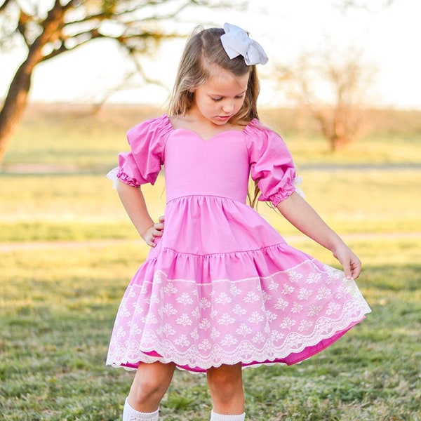 Lancaster Dress PDF Sewing Pattern, including sizes 12 months - 14 years, Girls Dress Pattern, Puff Sleeve Dress Pattern