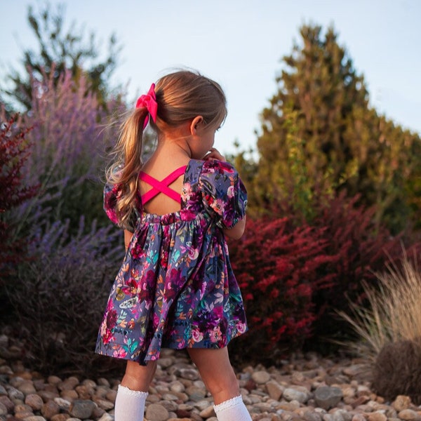 Roslyn Dress PDF Sewing Pattern, including sizes 12 months - 14 years, Girls Dress Pattern, Puff Sleeve