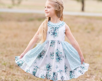 Leona Dress PDF Sewing Pattern, including sizes 12 months - 14 years, Girls Dress Pattern