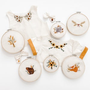 Maplewood Hand Embroidery PDF Pattern, including Autumn and Woodland Animal Designs