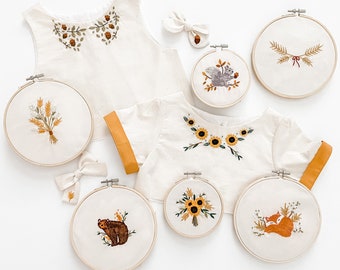 Maplewood Hand Embroidery PDF Pattern, including Autumn and Woodland Animal Designs