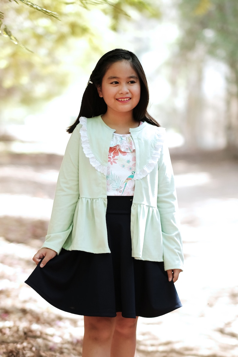 Tacoma Cardigan PDF Sewing Pattern for knit fabrics, including sizes 12 months 14 years, Girls Cardigan Pattern image 9