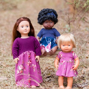 Magnolia Doll Dress and Top PDF Sewing Pattern, including sizes 15&quot; and 18&quot; Doll Sizes, Doll Dress Pattern, Top Pattern