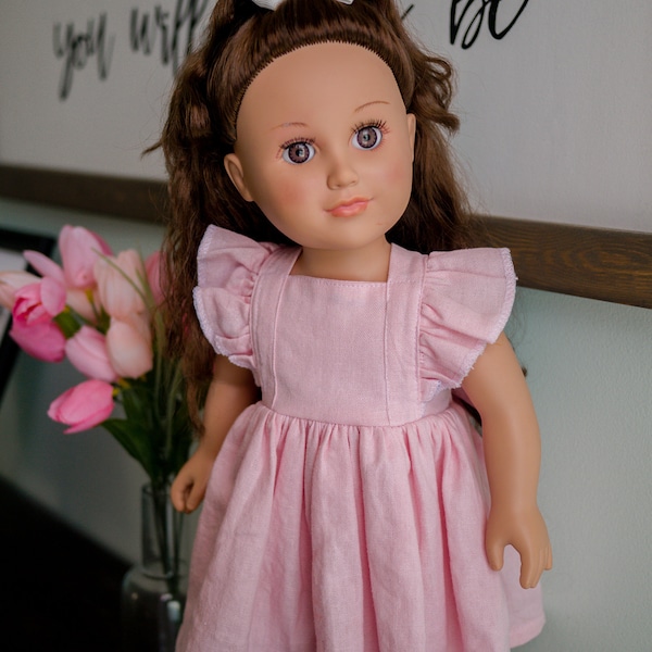 Bellevue Doll Dress PDF Sewing Pattern, including doll sizes 15" and 18", Doll Dress Pattern