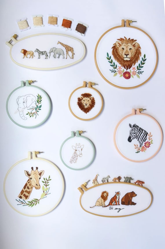 Wildwood PDF Hand Embroidery Pattern, Featuring Wild Animals: Lion