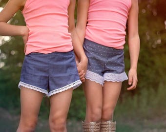 Beaufort Shorts PDF Sewing Pattern, Including sizes 12 months-14 years, Girls Shorts Pattern