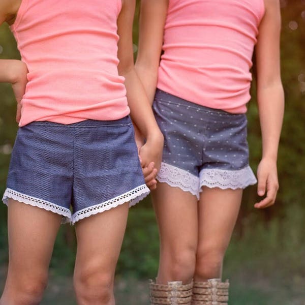 Beaufort Shorts PDF Sewing Pattern, Including sizes 12 months-14 years, Girls Shorts Pattern