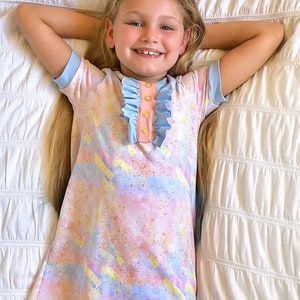 Lassen Pajama Set & Nightgown PDF Sewing pattern, including sizes 12 months 14 years, Unisex Pajama Pattern, Nightgown Pattern image 3