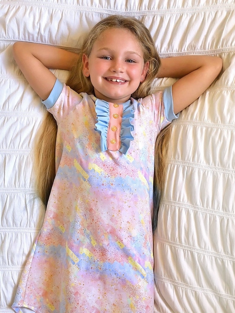 Lassen Pajama Set & Nightgown PDF Sewing pattern, including sizes 12 months 14 years, Unisex Pajama Pattern, Nightgown Pattern image 3