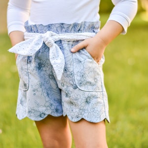 Rowe Pants and Shorts PDF Sewing Pattern, including sizes 12 months - 14 years, Girls Pants Pattern, Girls Shorts Pattern